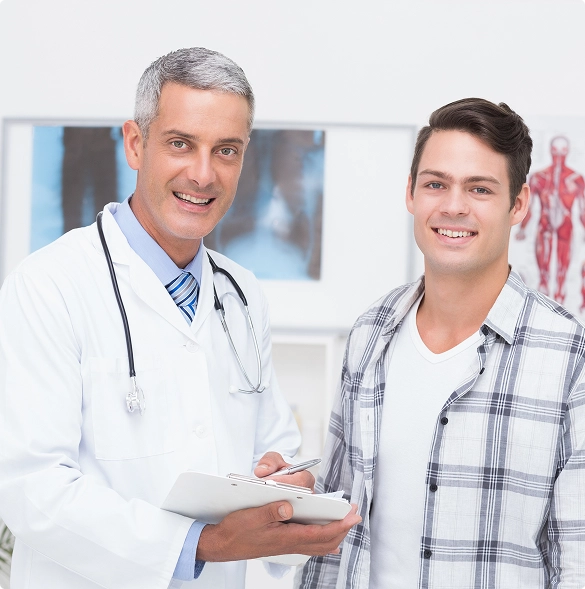doctor-showing-clipboard-to-his-patient